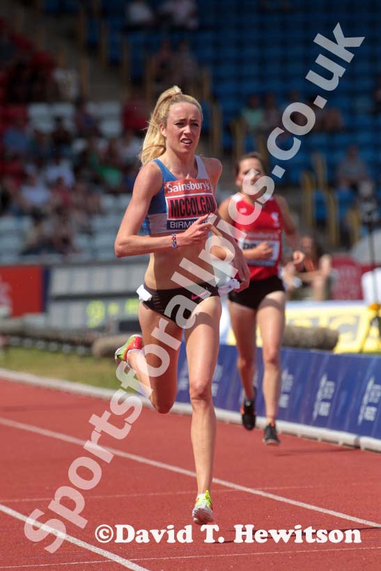 Eilish McColgan wins the 3000 metres steeplechase at the Sainsbury's British Championships, Birmingham.